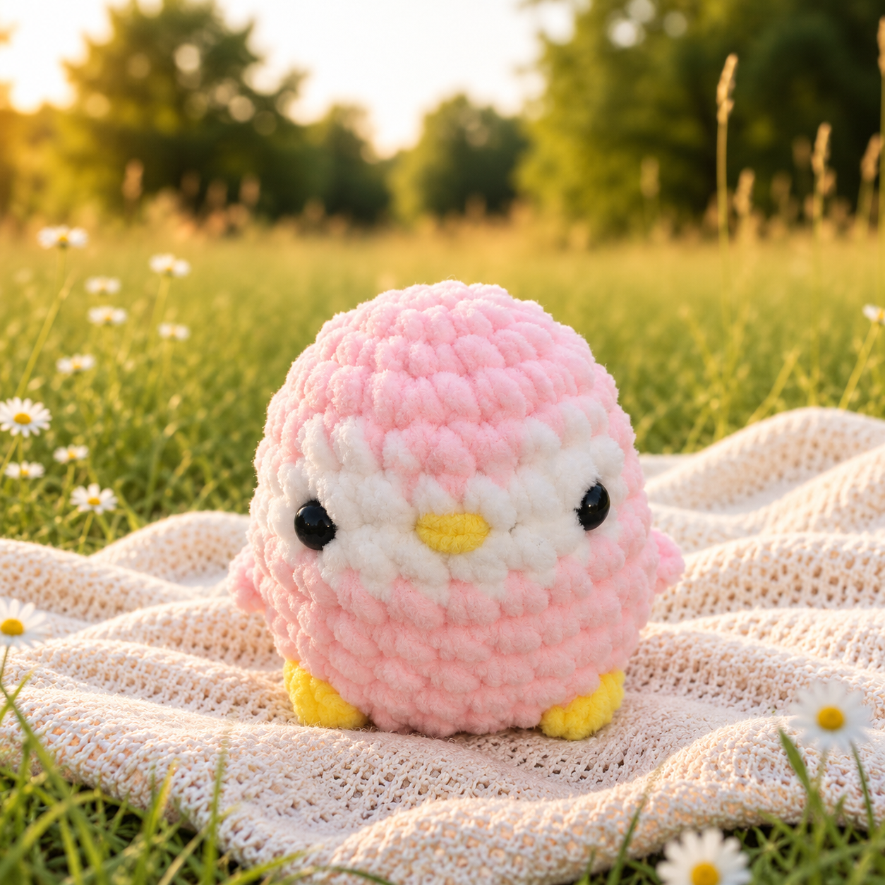 Peluche « Pingi » petite - Blanche/Rose